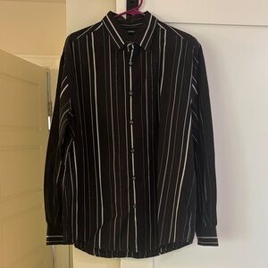 John Henry Black and White Striped Dress Shirt. Men's L. Excellent condition.